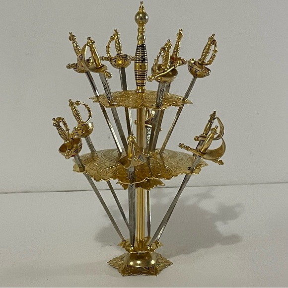 Vintage Toledo Cocktail Appetizer 12 Sword Set - Picture 3 of 6